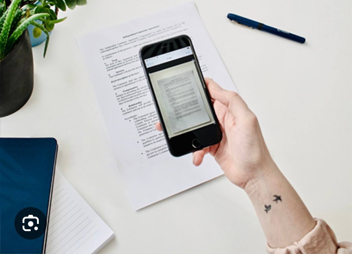 Person scanning lab results with phone