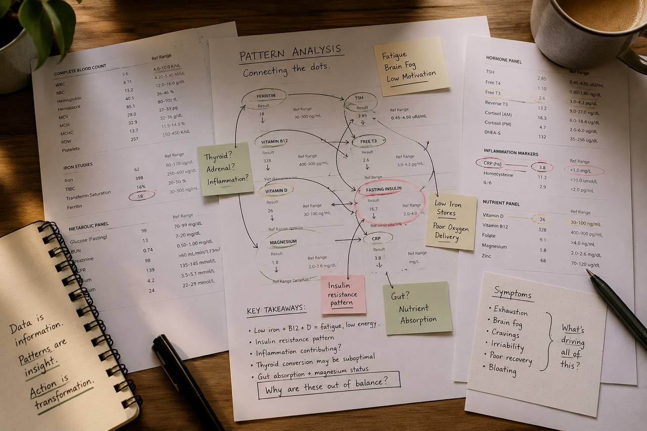 Pattern analysis connecting lab markers across body systems